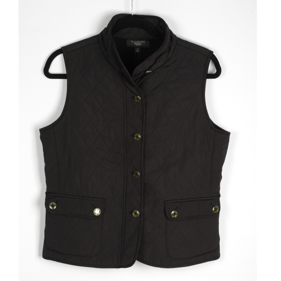 Talbots Black Quilted Vest Size M Petite - Picture 2 of 5